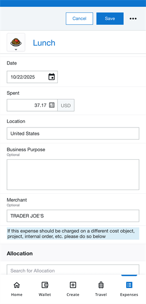 Add Expense screen with multiple receipts attached